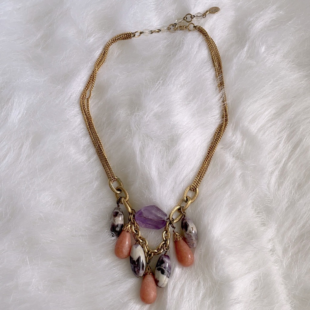 Vintage Rachel Reinhardt Necklace Real Jasper And Amethyst